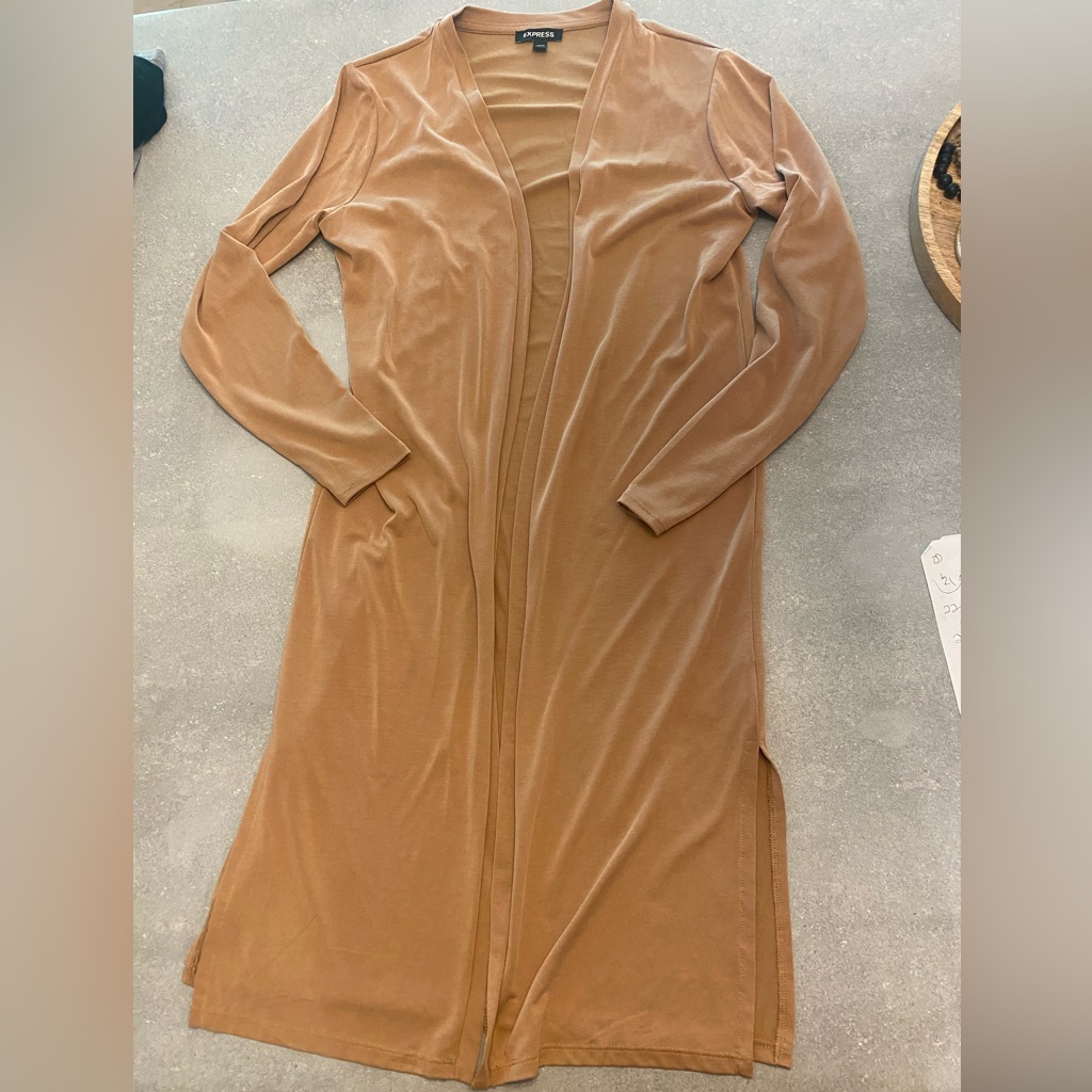 Express Gold Long Cardigan Great For Layering.